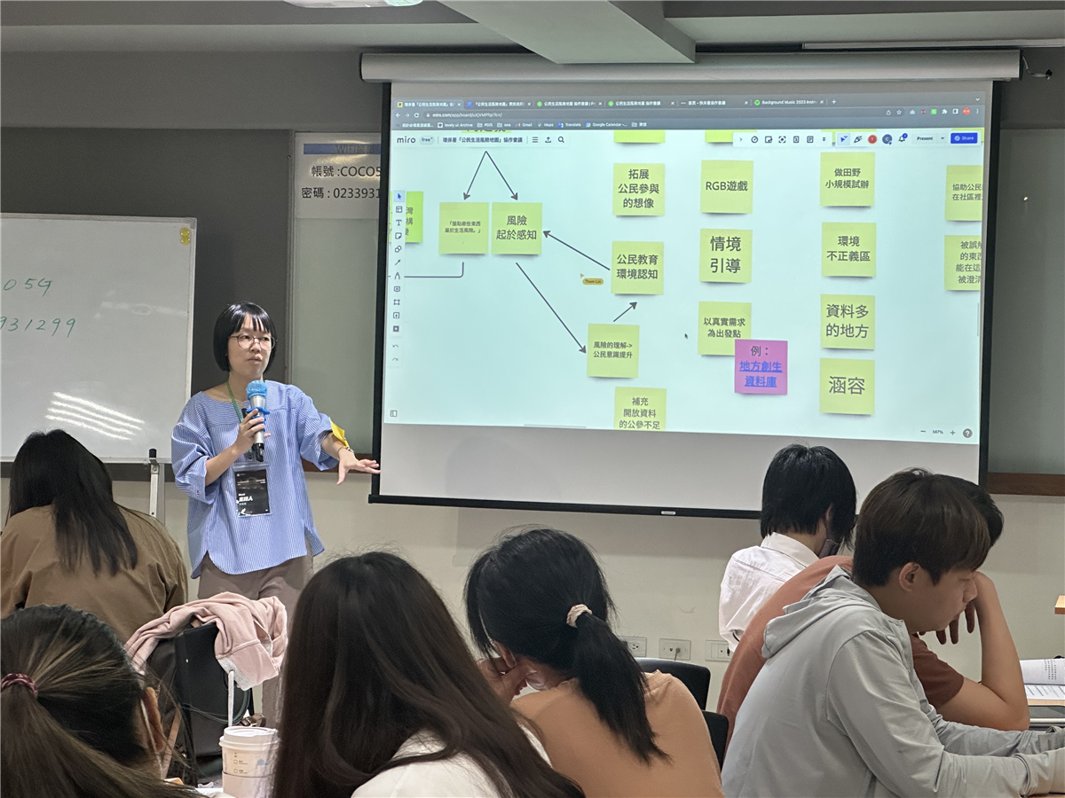 "Risk Mapping of Citizens' Lives" Collaborative Meeting Activity photos 02：Moderator topic description, group discussion, group presentation